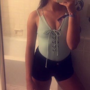 Lace-up one piece swimsuit from PacSun